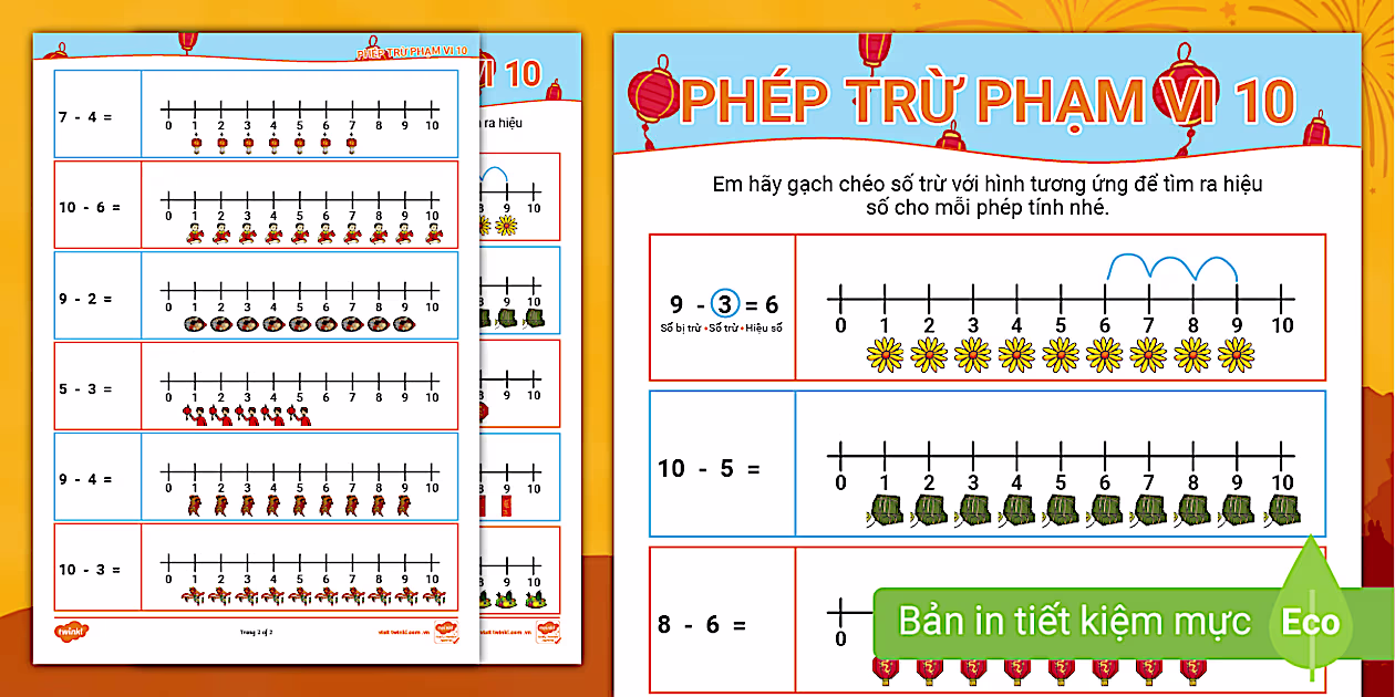Giúp bé hiểu phép trừ trong phạm vi 10