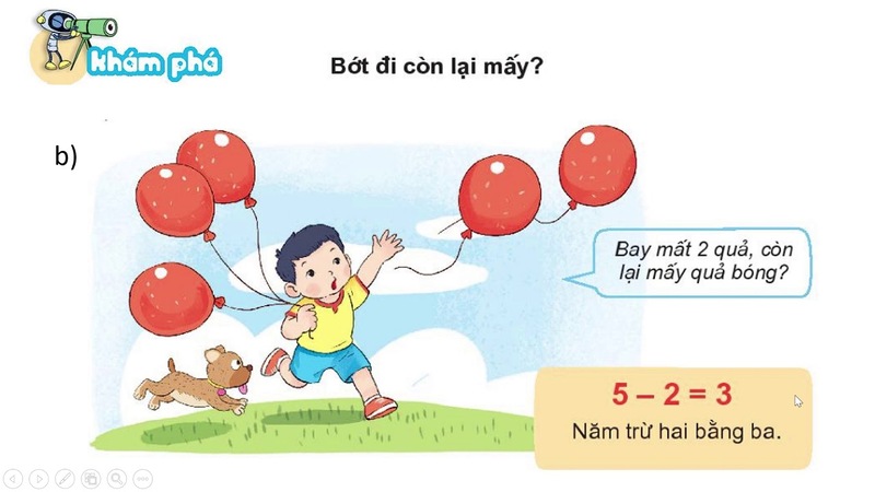Bài tập phép trừ qua hình ảnh cho bé thực hành